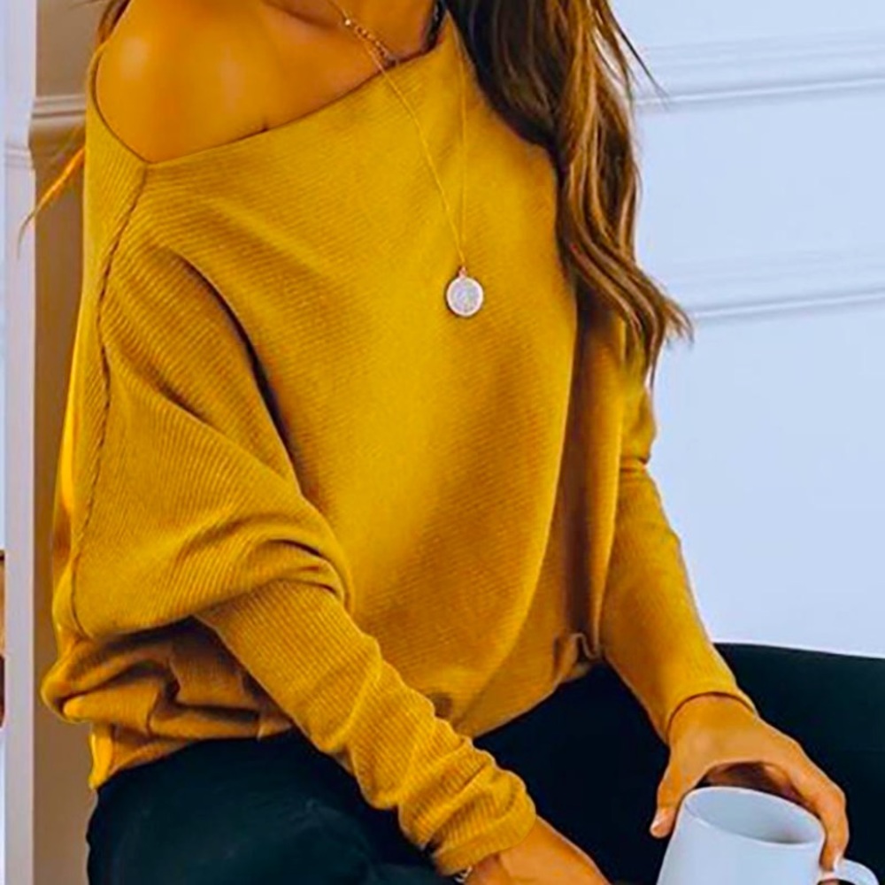 Off Shoulder Mustard Top